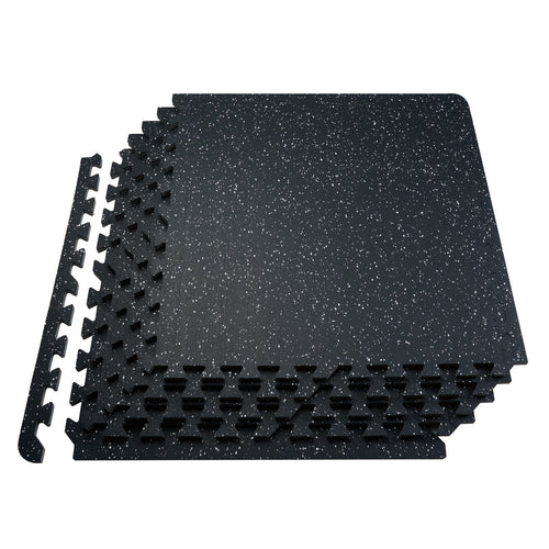 0.56 Inch Thick Gym Floor Mats, 25 Tiles Rubber Top with EVA Foam