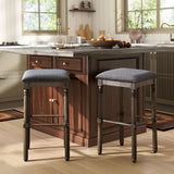 Upholstered Wood Bar Stools with Nailhead Trim, Gray, Set of 2