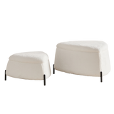 Ivory Faux Fur Upholstered Storage Ottoman Set with Metal Legs