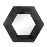 18.5' x 18.5' Hexagon Mirror with Solid Wood Frame, Wall Decor for Living Room B