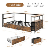 Twin Engineered Wood Platform Bed with Storage Drawers Black