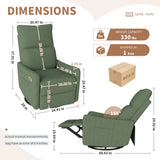 Velvet Recliner Swivel Power Dark Green