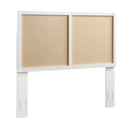 White Cane Headboard Adjustable Height Queen Full Bed