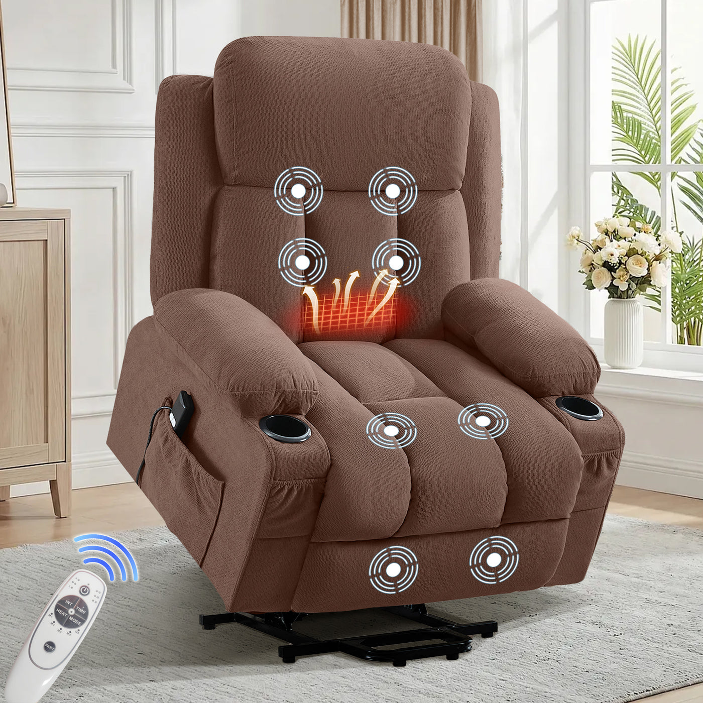 Power Lift Recliner Chair with Heat and Massage USB