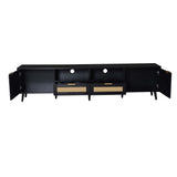 Modern Farmhouse Rattan TV Stand Media Console 78.74" Black