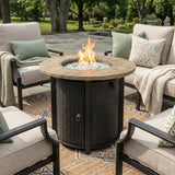 30" Propane Gas Fire Pit Table, 50000 BTU Round Steel Fire Pit
