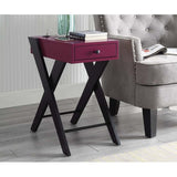 Accent Table - Modern - Burgundy and Black - USB Port and Drawer