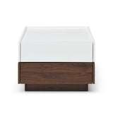 Square Engineered Wood Coffee Table with Storage White/Walnut