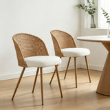 Metal Dining Chair Beige/Brown