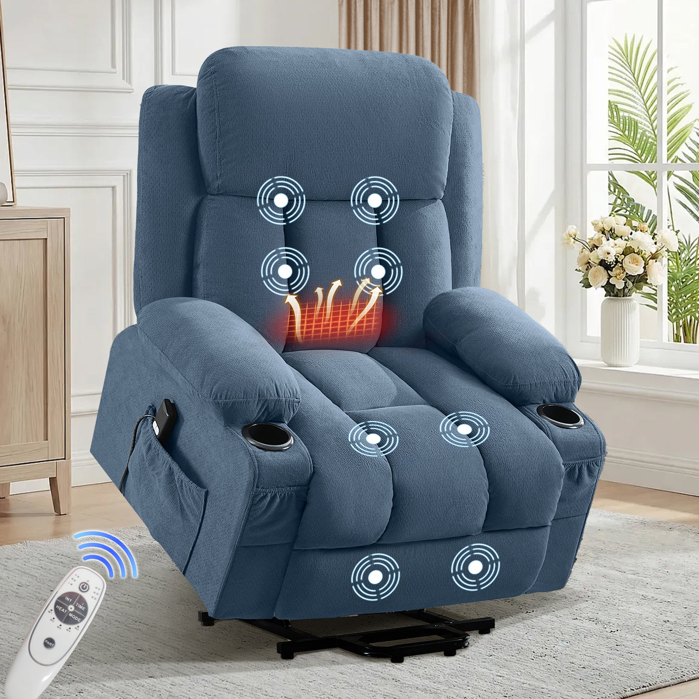 Power Lift Recliner Chair with Heat Massage USB Port