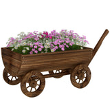 Outsunny Wooden Mobile Garden Planter Box with 4 Wheels