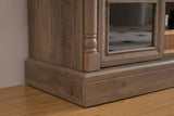 TV Stand Farmhouse Fireplace Gray MDF Roman Column LED Fits 80 In TV