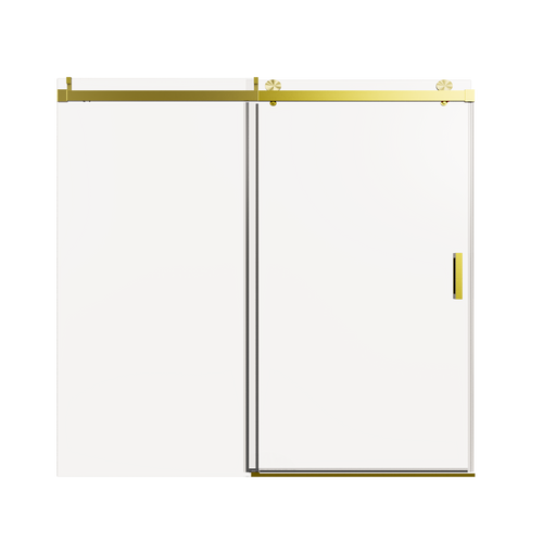 Brushed Gold Frameless Single Sliding Shower Door 56-60" W x 76" H