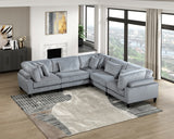 5pc Gray Corduroy Modular Sectional Sofa Set