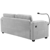 Grey Corduroy Sleeper Sofa Loveseat Full Size Mattress USB