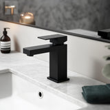 Single Handle Bathroom Faucet, Matte Black Single Hole Bathroom Faucet