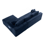 L-Shape Modular Corduroy Sectional Sofa with Chaise Blue 94"