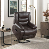 Power Lift Chair Faux Leather Dark Brown Recliner