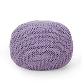 Bordeaux Knitted Cotton Round Pouf Ottoman Lavender 20x20x14
