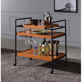 Serving Cart - Metal & Wood - Honey Oak & Black - Casters