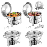 Chafing Dish Buffet Set, 5 Qt 4 Pack, Stainless Steel Chafer with 4 Full Size Pa