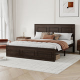Queen Pine Platform Bed Brown