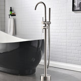 Single Handle Floor Mount Tub Filler with Handheld Shower