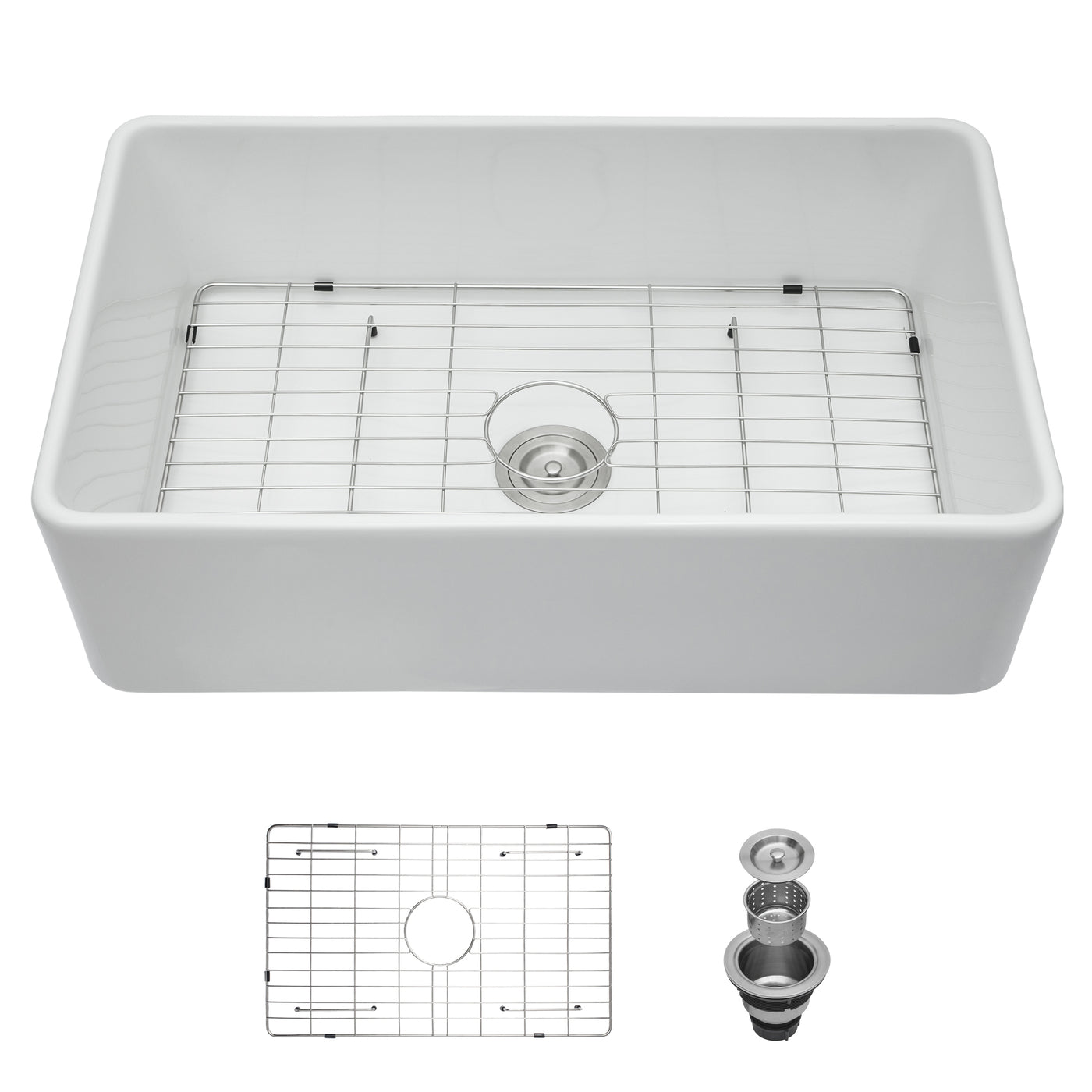 33 Inch White Ceramic Apron Front Farmhouse Kitchen Sink