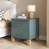 Solid Wood Nightstand Blue