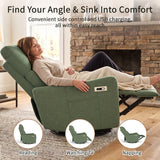 Velvet Recliner Swivel Power Dark Green