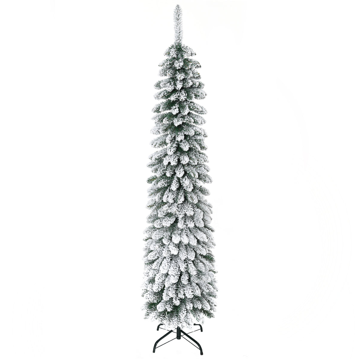 HOMCOM 6' Tall Unlit Snow Flocked Artificial Christmas Tree, Slim Pencil Xmas Tr
