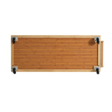Indoor Bamboo Rolling Kitchen Island with Stainless Steel Top
