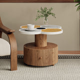 Four-Leaf Clover Side Table, Accent Table with Wood-Grain Base, Storage