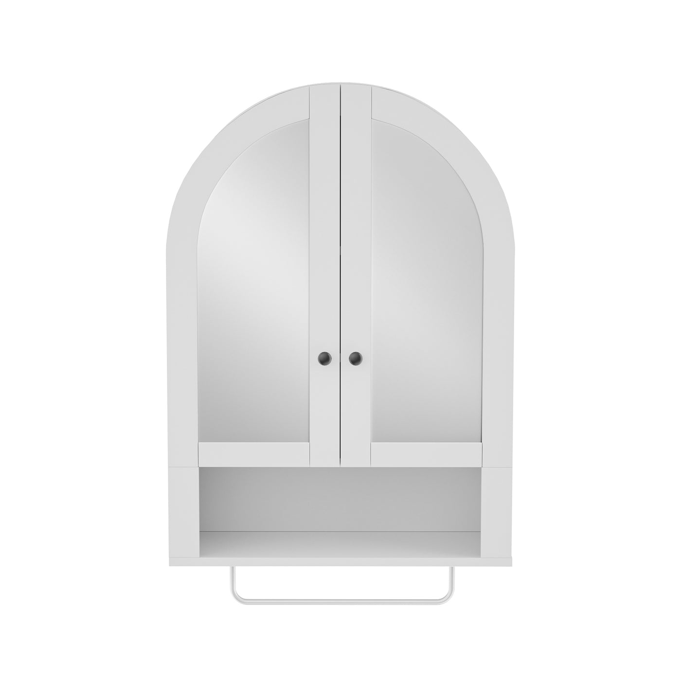 Wall Mounted Arched Cabinet Mirrored Doors Adjustable Shelves