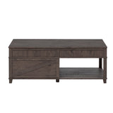 U-Can Lift-Top Coffee Table Hidden Compartment Brown