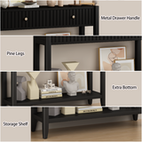 Engineered Wood Console Table with Storage Black
