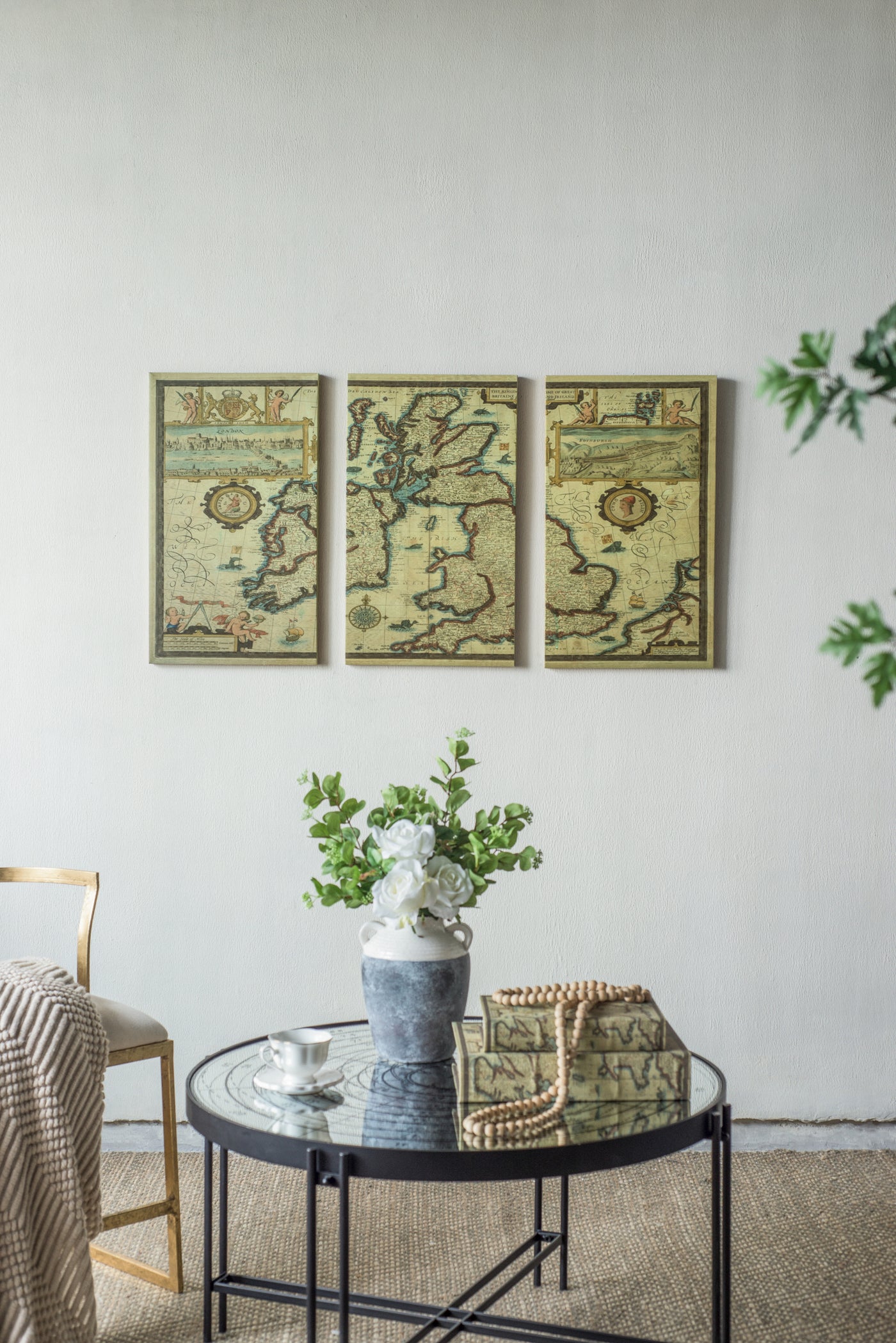 Rectangular Canvas Map Wall Art Multicolored 41.3x23.6