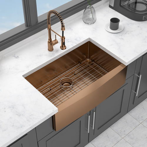30 Rose Gold Farmhouse Sink - 30x21x10 Inch Kitchen Sink Stainless Steel