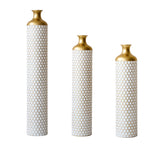 Modern White Metal Floor Vase 3-Piece Set Droplet Shape