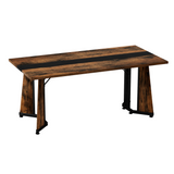 Rectangular Engineered Wood Dining Table Black/Rustic Brown 71"