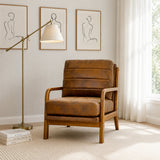 Wood Accent Chair Light Brown