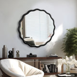 Solid Wood Wavy Black Mirror Wall Decor 31" x 31