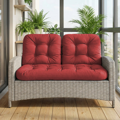 Wicker Chair Cushions Set of 3 - Waterproof Outdoor Tufted