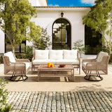 4-Piece Outdoor Wicker Patio Conversation Set Sectional Rattan