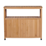 Wooden Patio Bar Table Set with Storage Light Brown