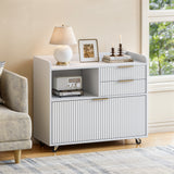 Mobile Office File Cabinet with Charging Station & Multi Drawers, Open Storage C