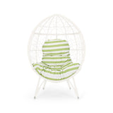 Cosmos Round Hammered Iron Teardrop Hanging Chair White Green