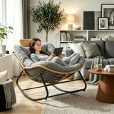 39.37"Papasan Rocking Chair Outdoor, Oversized Patio Egg Chair