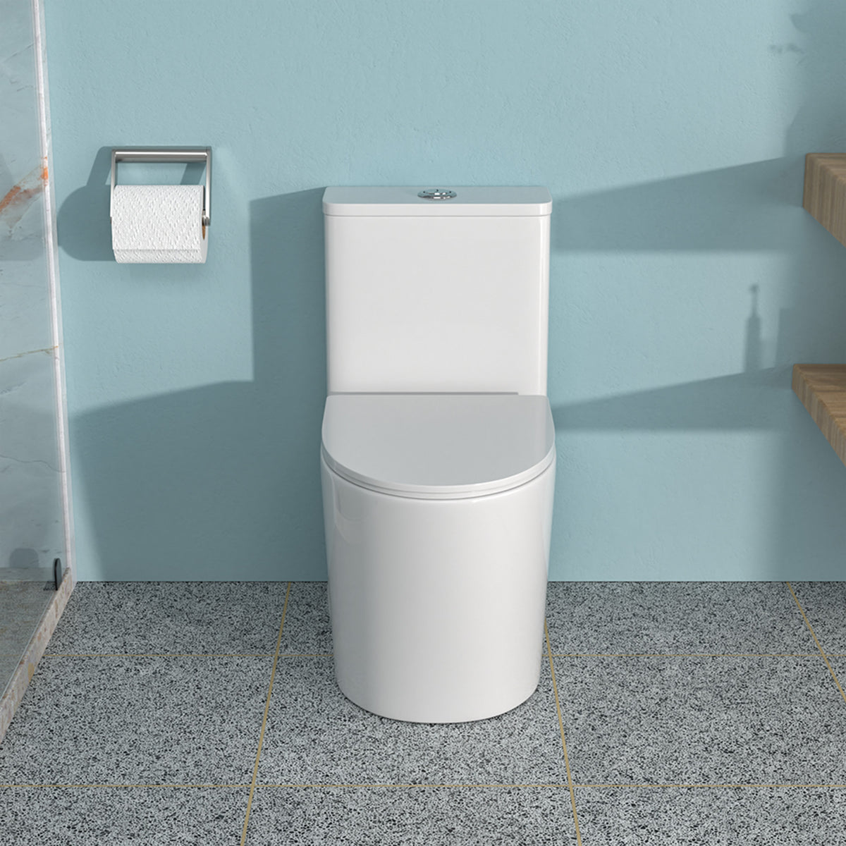 Ceramic One Piece Toilet for Bathroom, 12-inch Rough-In, 1.1/1.6 GPF