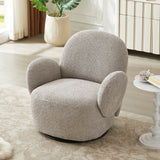 Accent Chair Swivel 360 Degree Fabric Gray Metal Frame 35x35x32 In